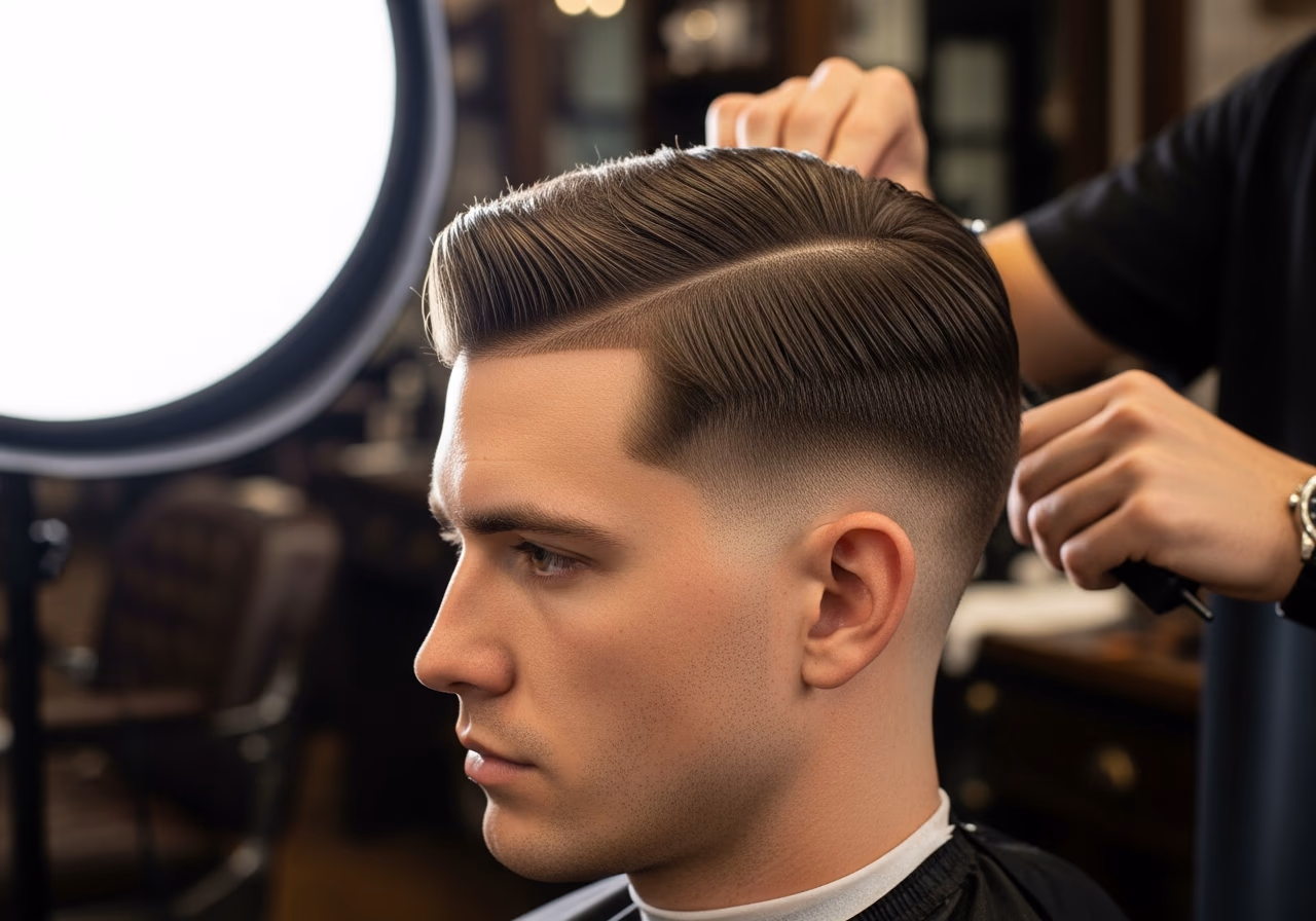 Clean Side Part Temple Volume — for men with diamond face shapes in 2026