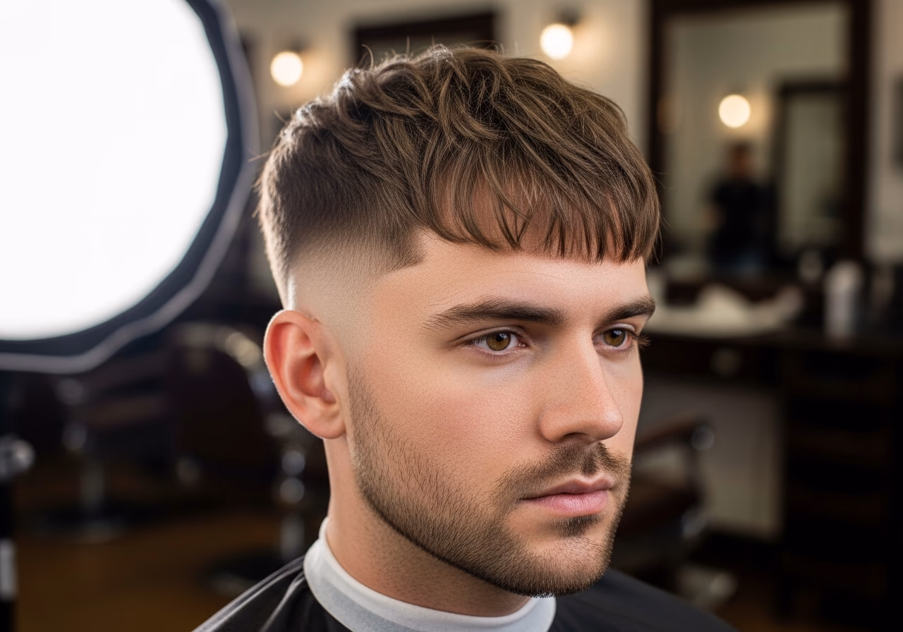 Low Fade Curtain Fringe — for men with diamond face shapes in 2026