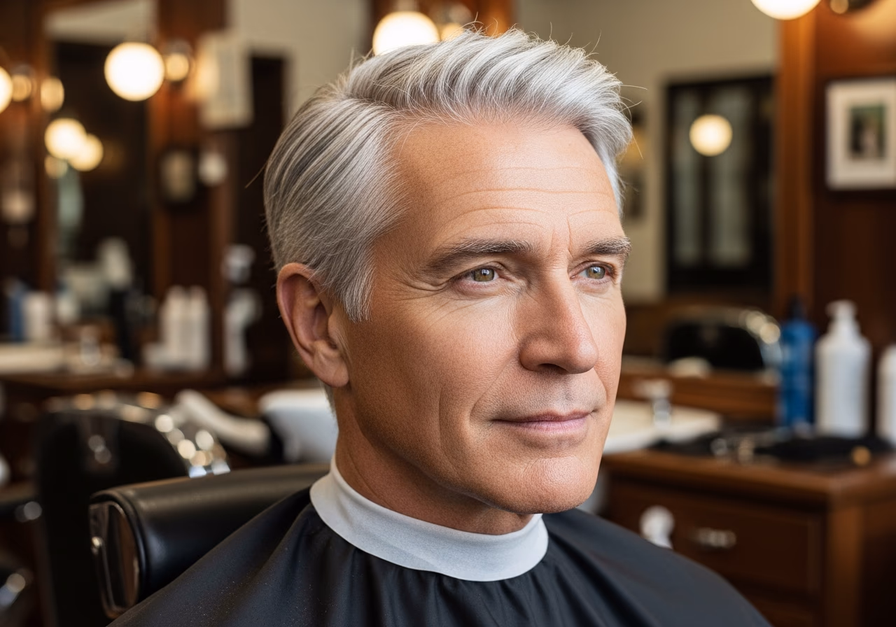 Classic Silver Fox Taper Fade — for men embracing gray or silver hair in 2026