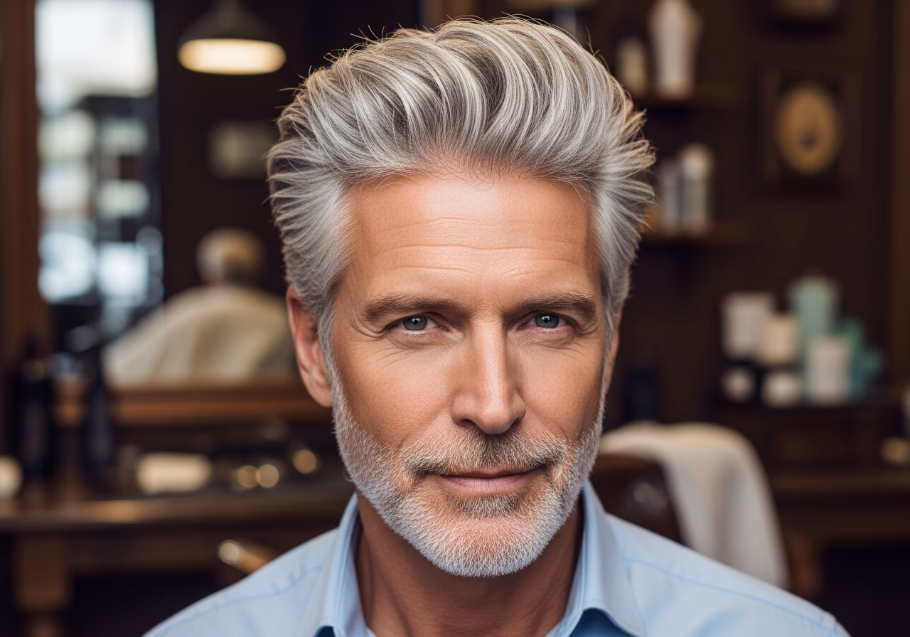 Gray Textured Quiff — for men embracing gray or silver hair in 2026