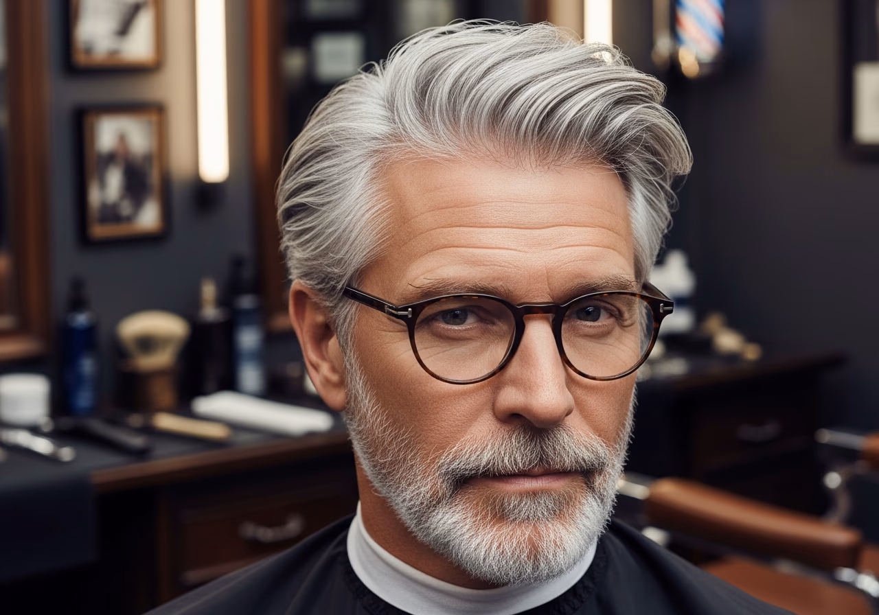 Gray Textured Side Swept — for men embracing gray or silver hair in 2026