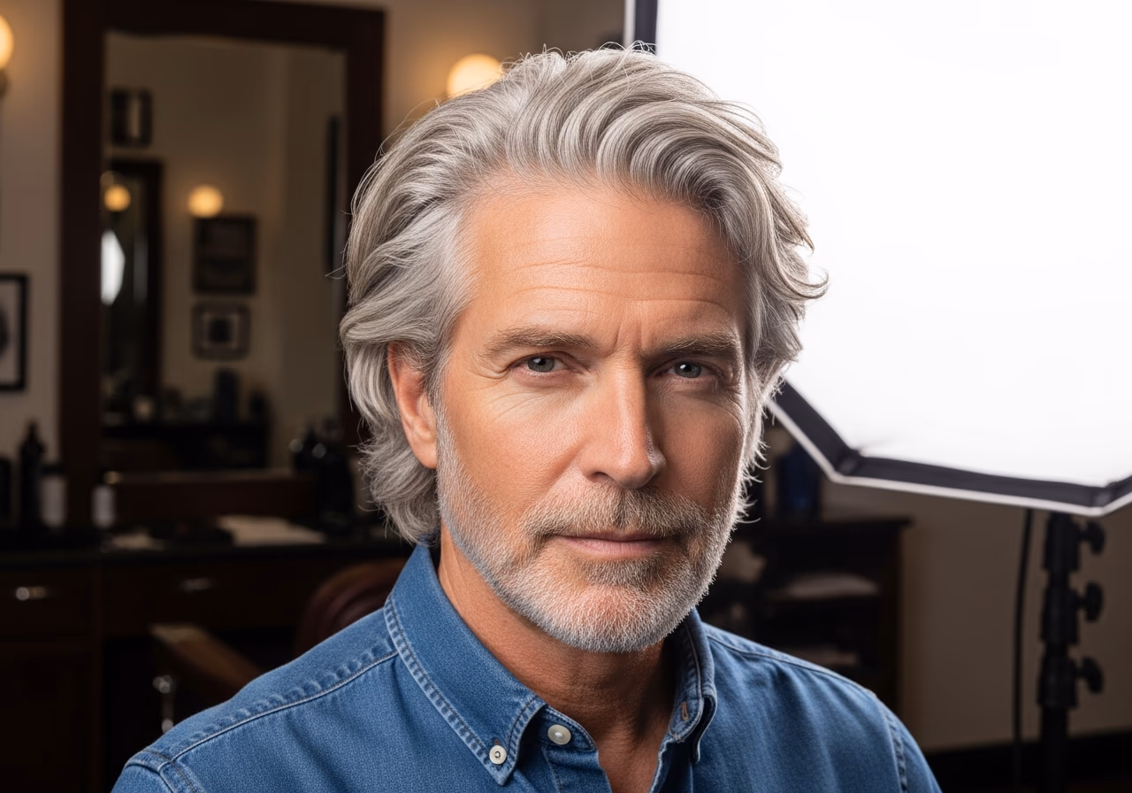 Silver Fluffy Volume Cut — for men embracing gray or silver hair in 2026