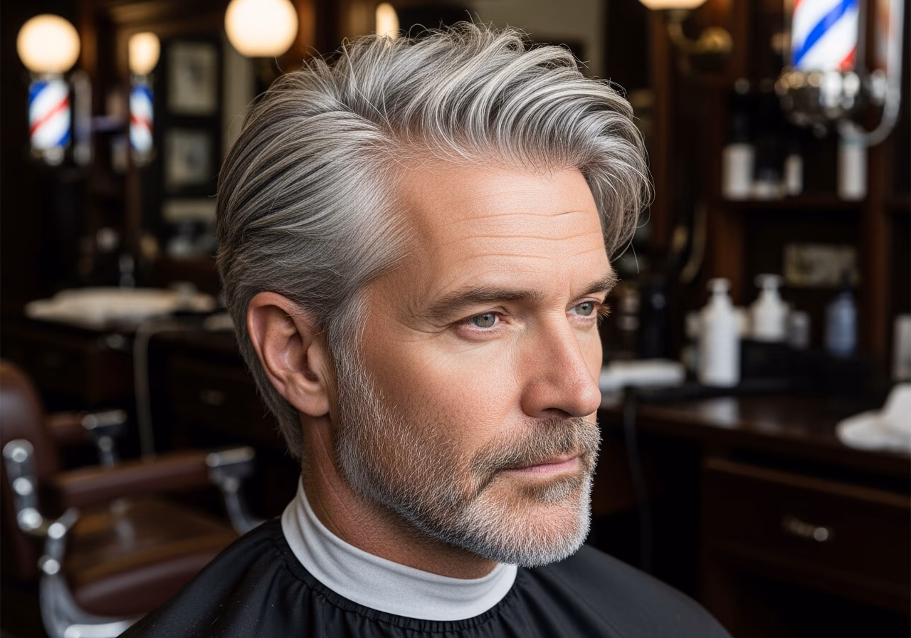 Silver Messy Fringe — for men embracing gray or silver hair in 2026