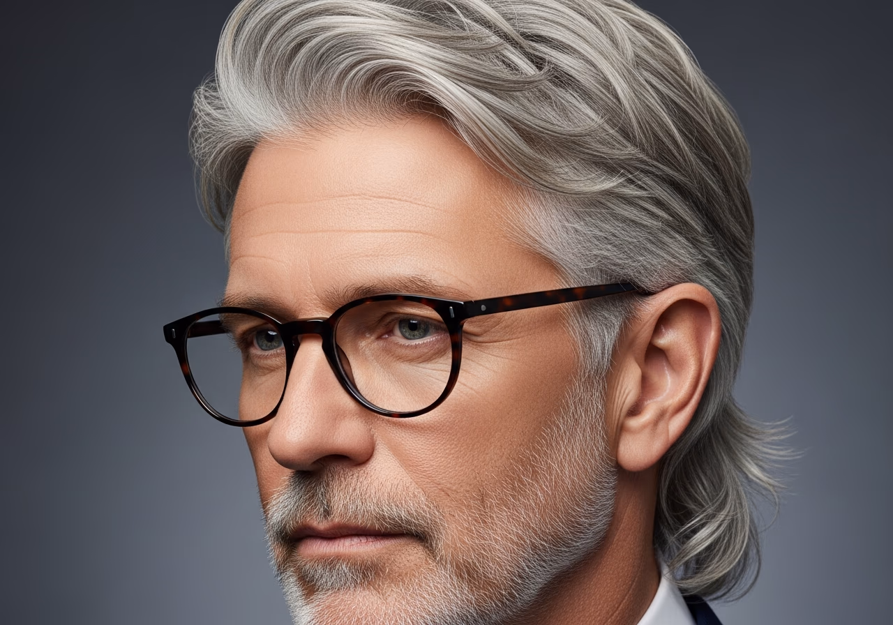 Silver Modern Mullet — for men embracing gray or silver hair in 2026