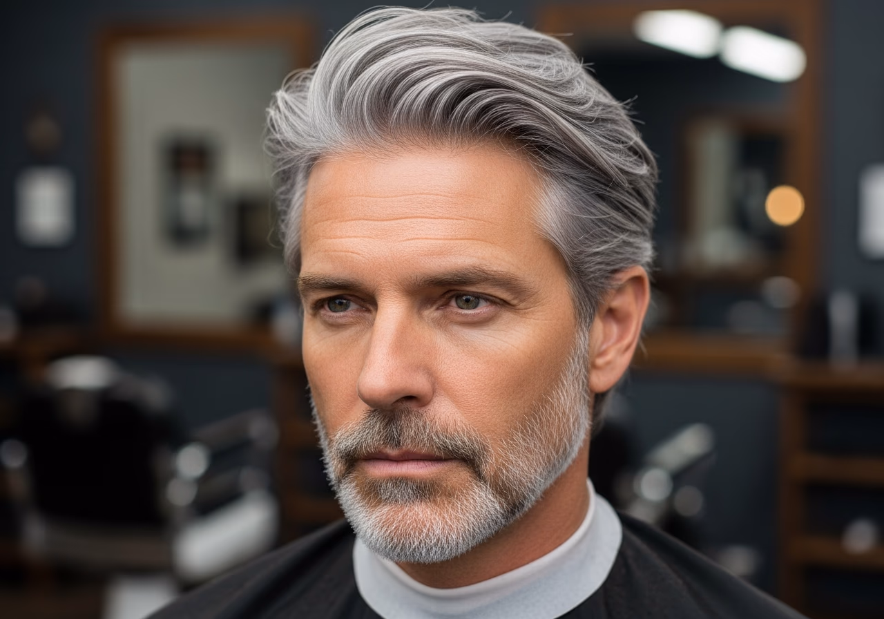 Silver Versatile Layered Cut — for men embracing gray or silver hair in 2026
