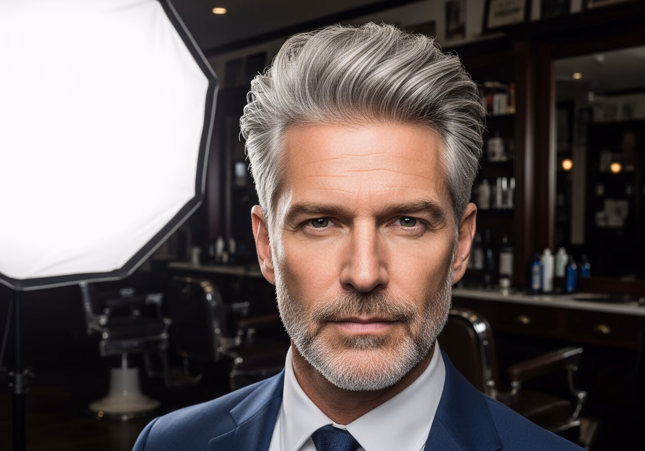 Textured Silver Quiff — for men embracing gray or silver hair in 2026