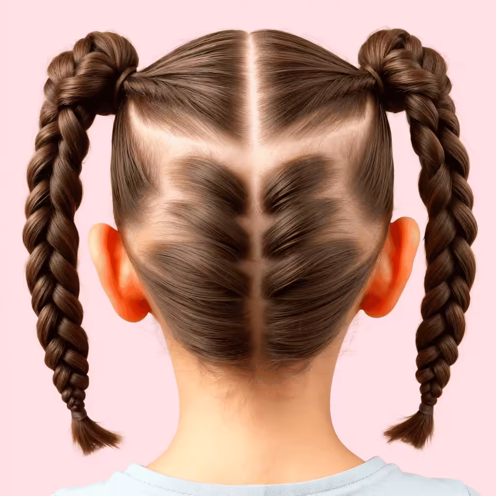 Buns with Inverted Braids Pigtail