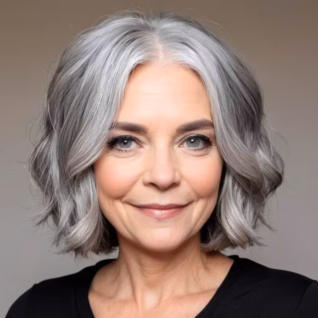 Easy Lob For Gray Hair