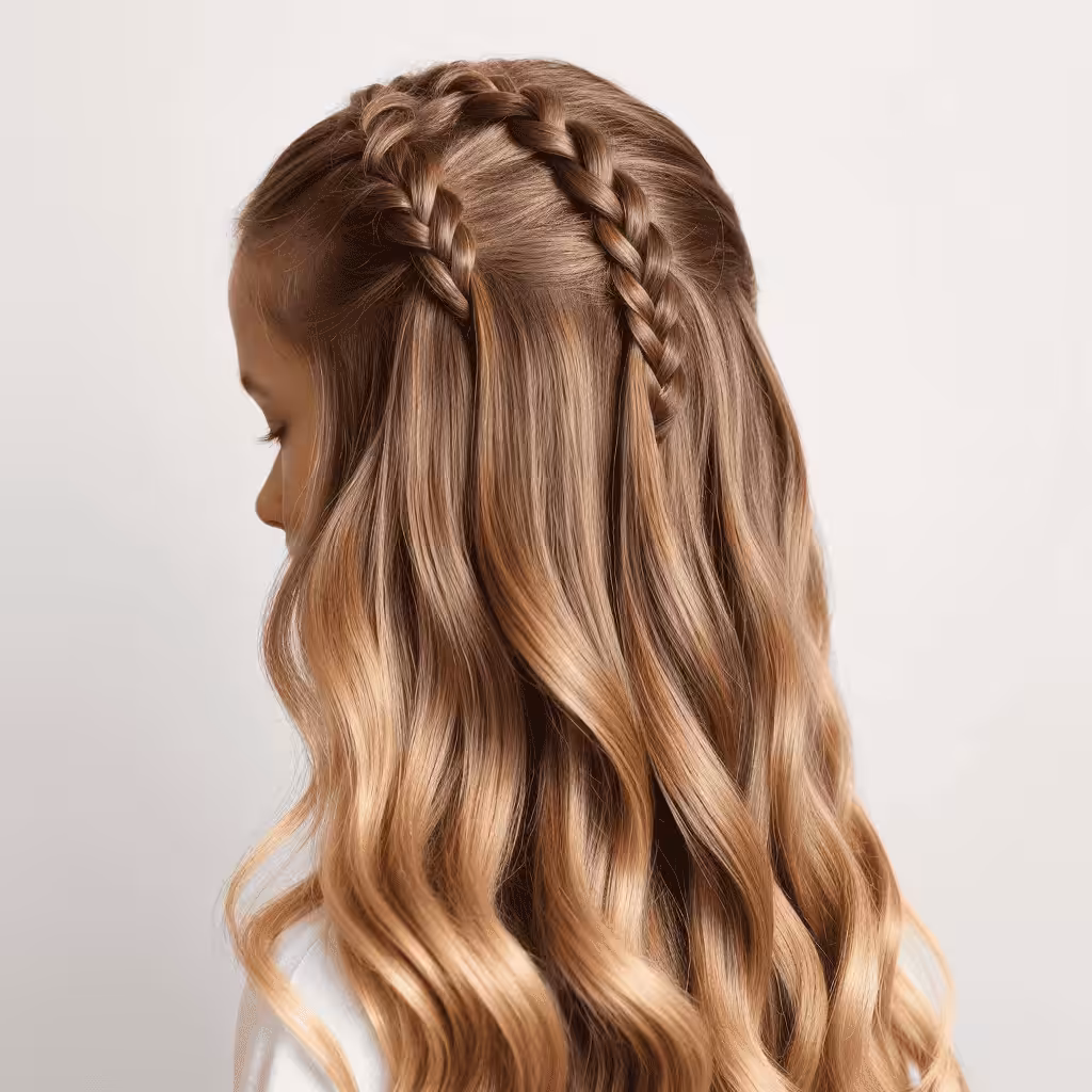 French Braids with Long Waves