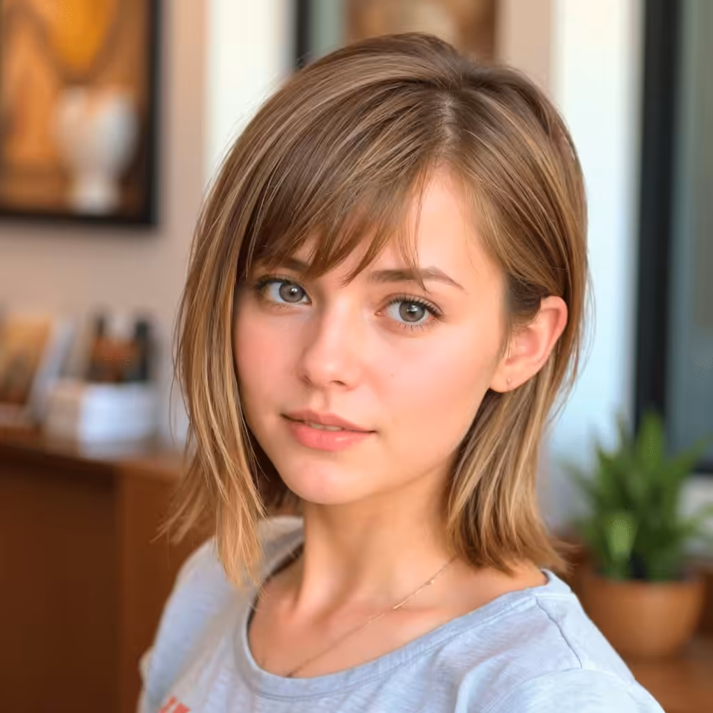 Layered Cut With Curtain Bangs