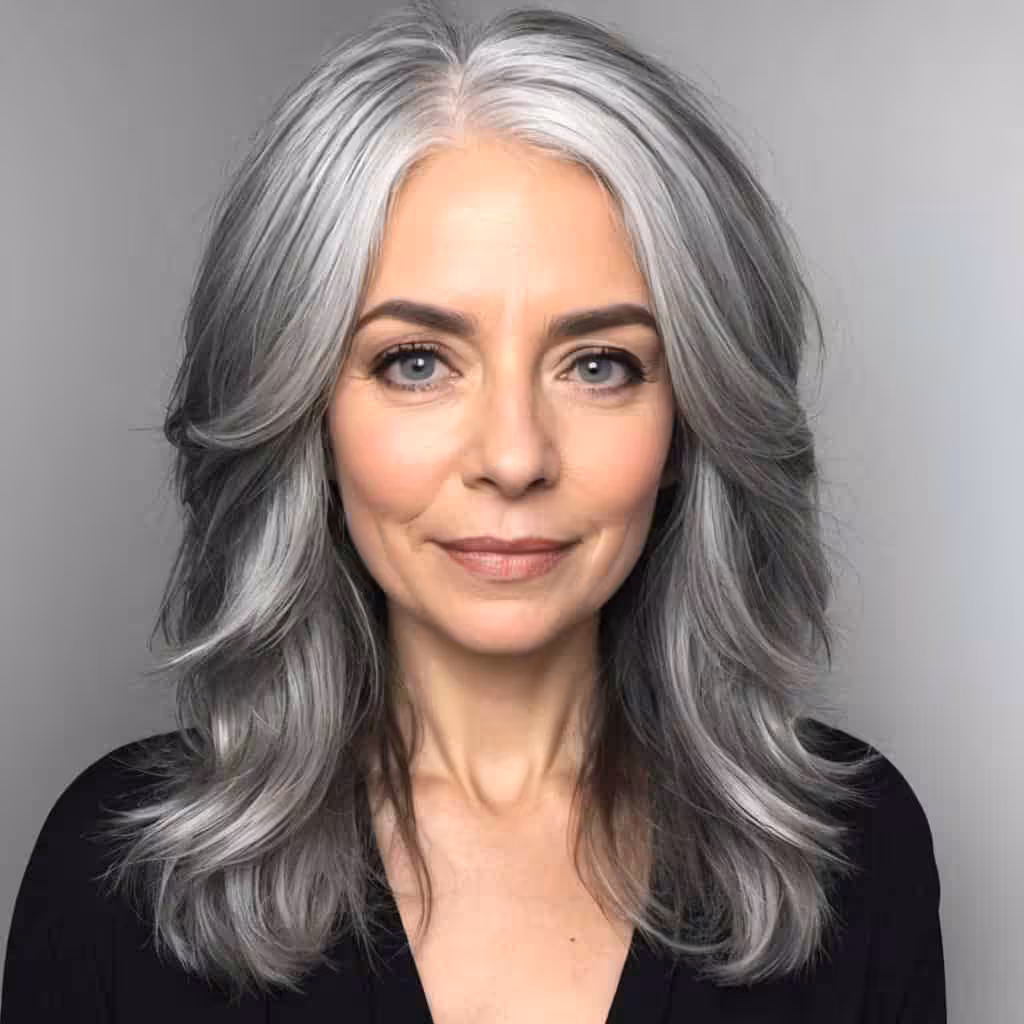 Long Layered Grey Hair