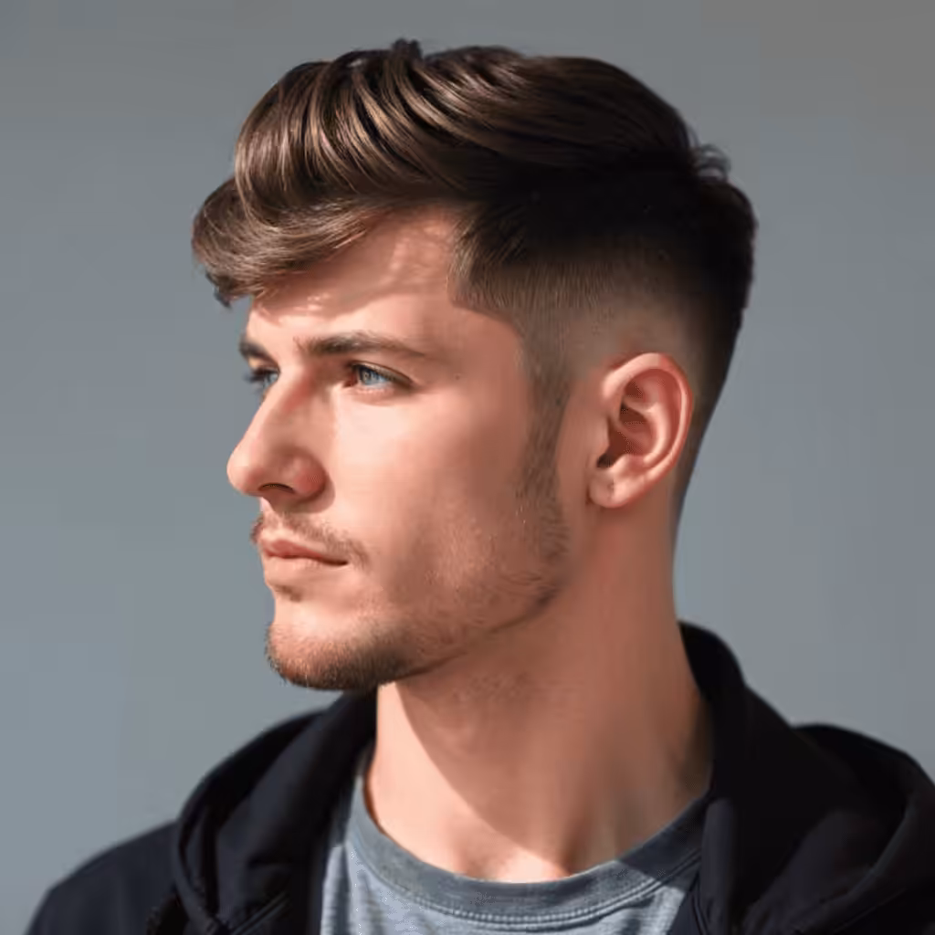 Mid Fade with a Hard Part