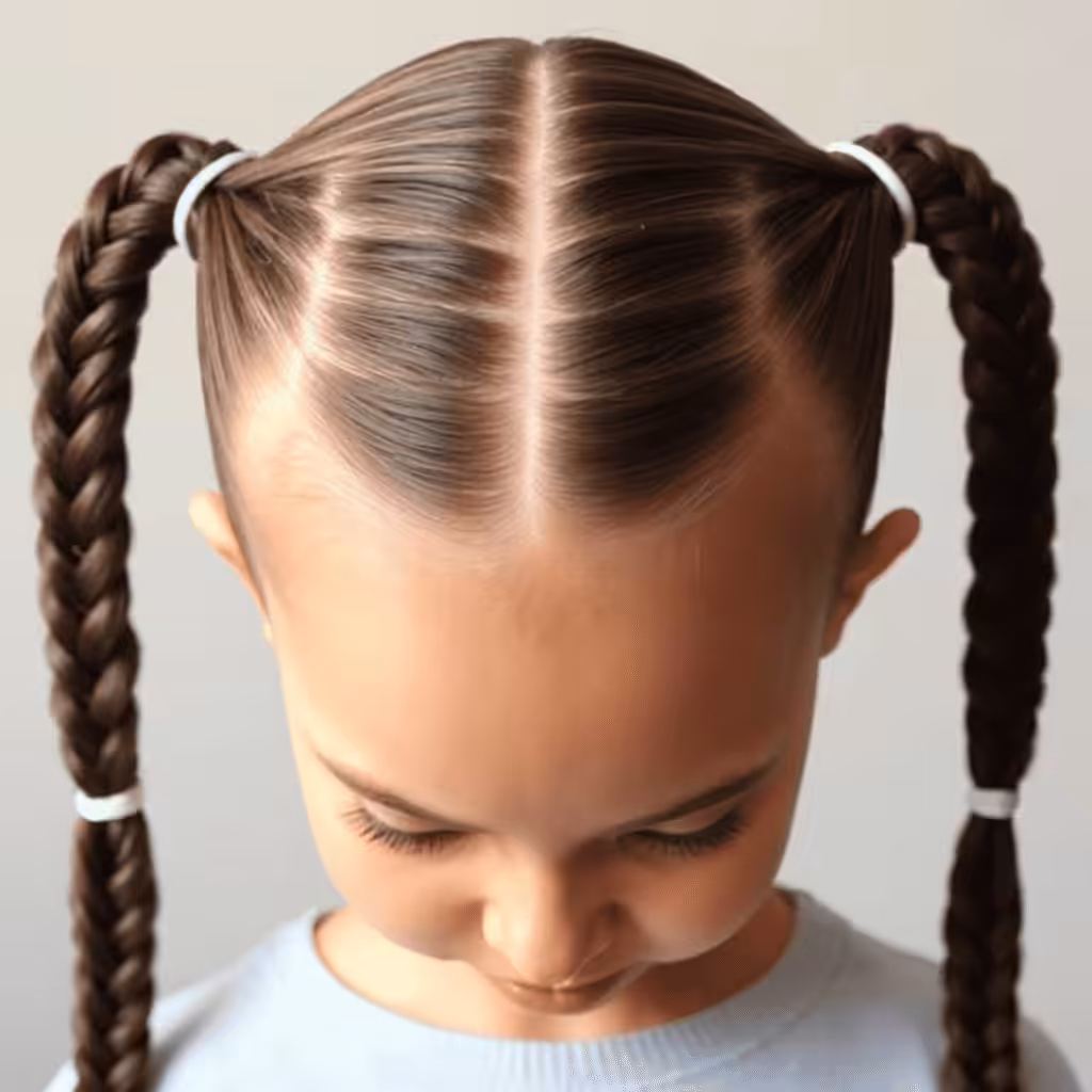 Middle-Parted Double Braids