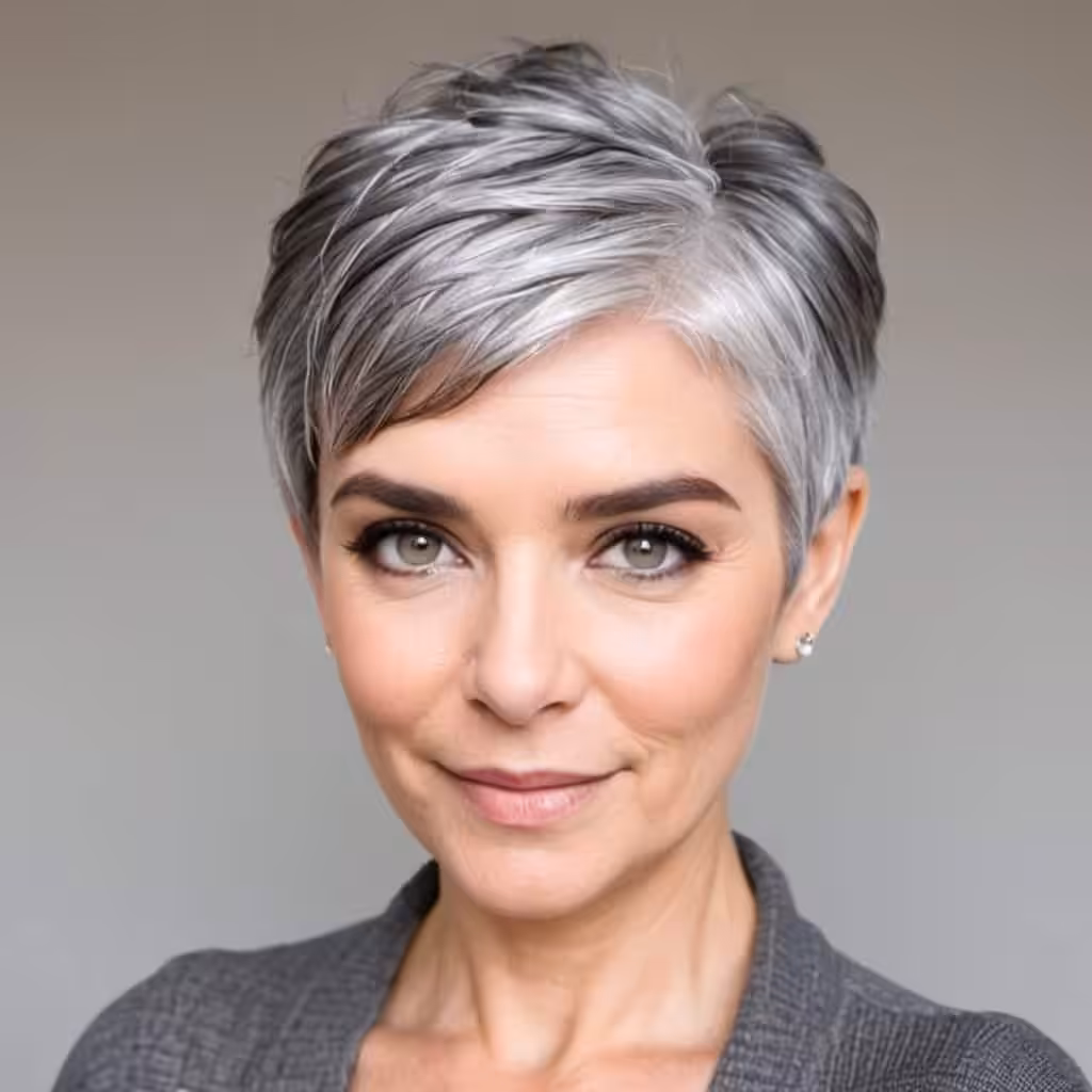 Salt and Pepper Short Pixie For Gray Hair