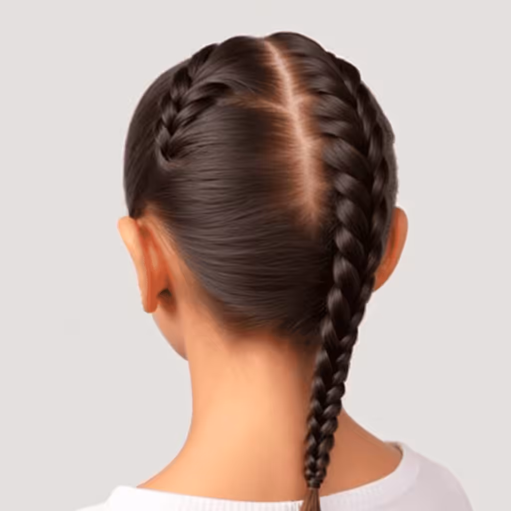 Swept Back Double Braids