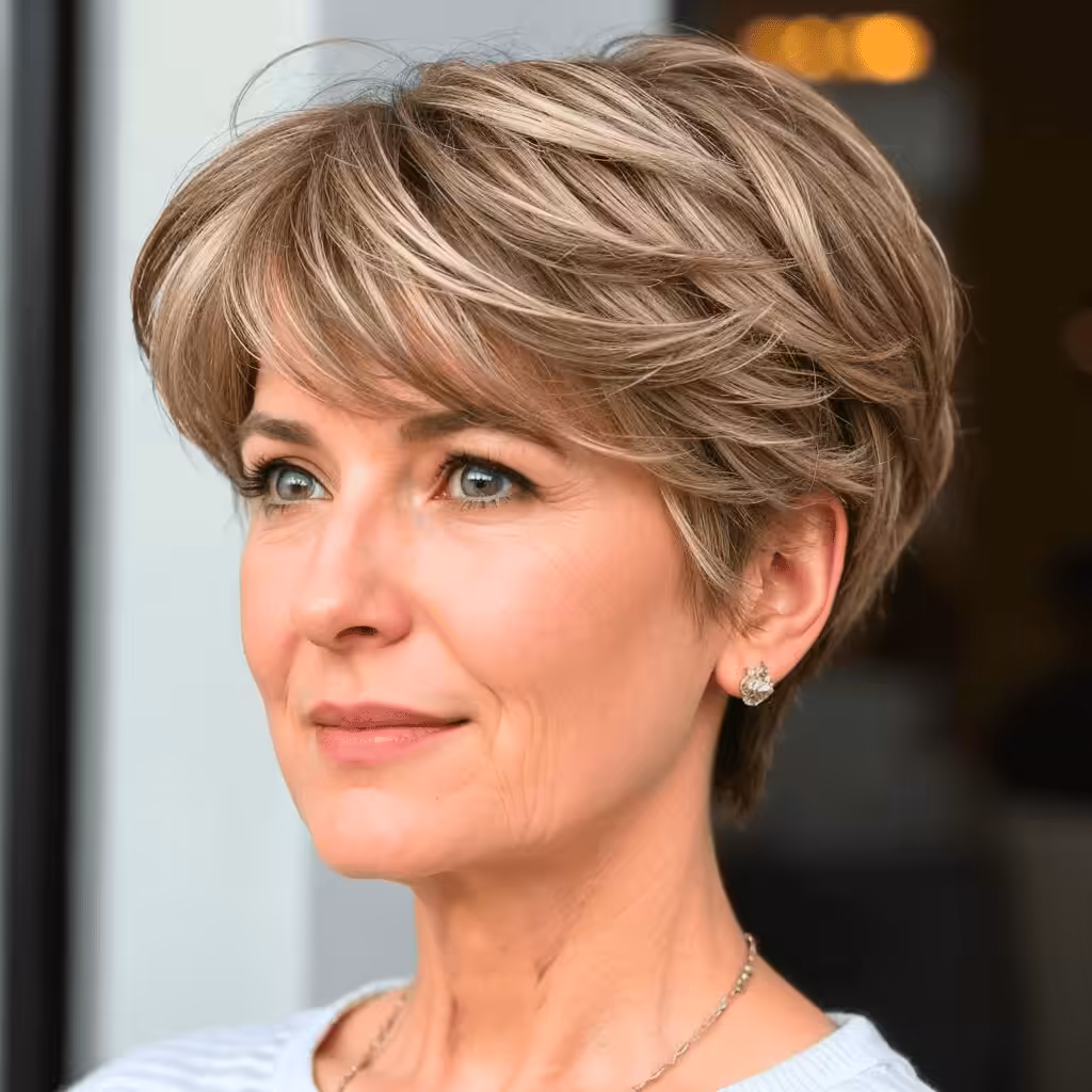 Wavy Pixie With Wind-Swept Bangs