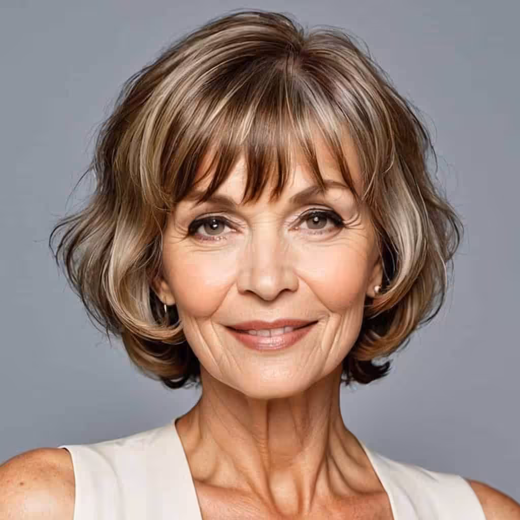 Wavy Short Bob with Bangs