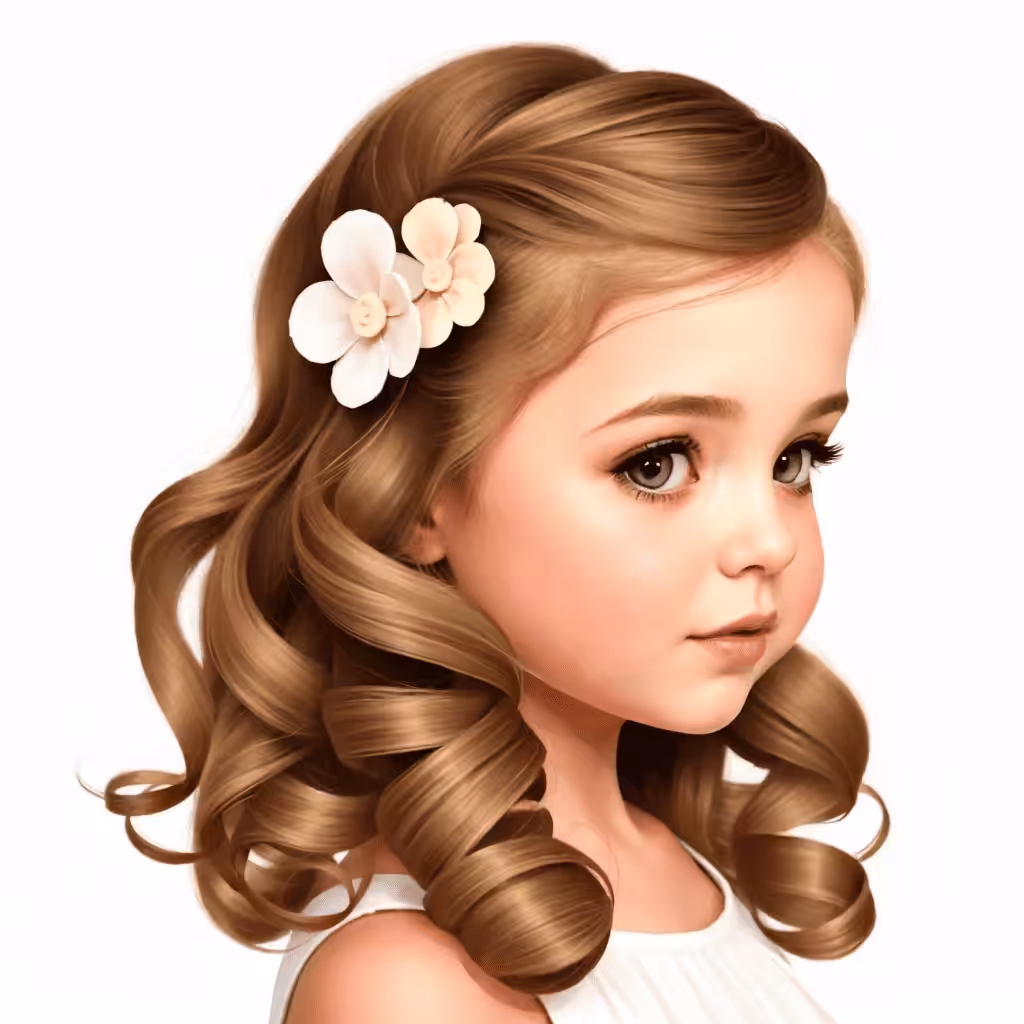 Half-Up Half-Down Curls with Flower Pin