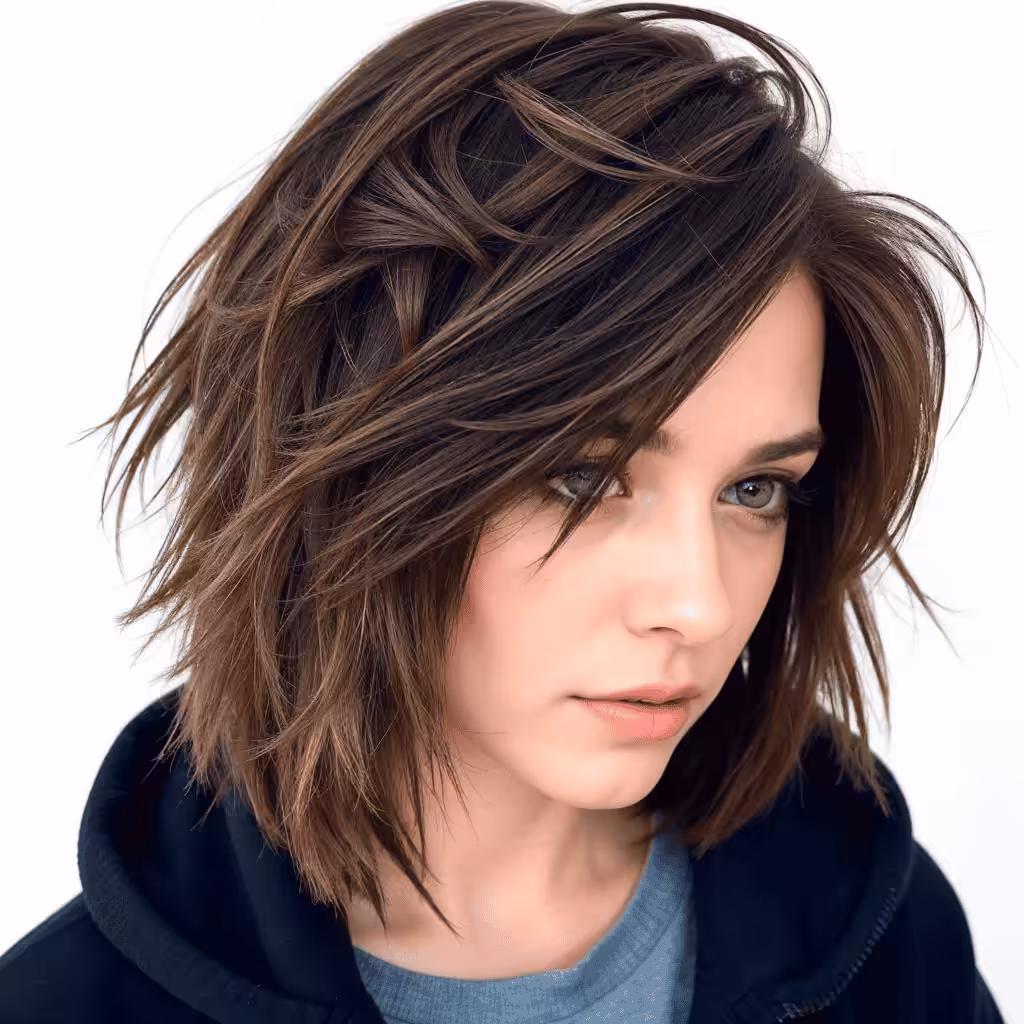 uneven shag haircut