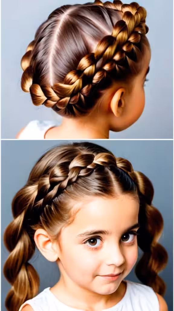 Crown Braid Diwali Hairstyles for kids