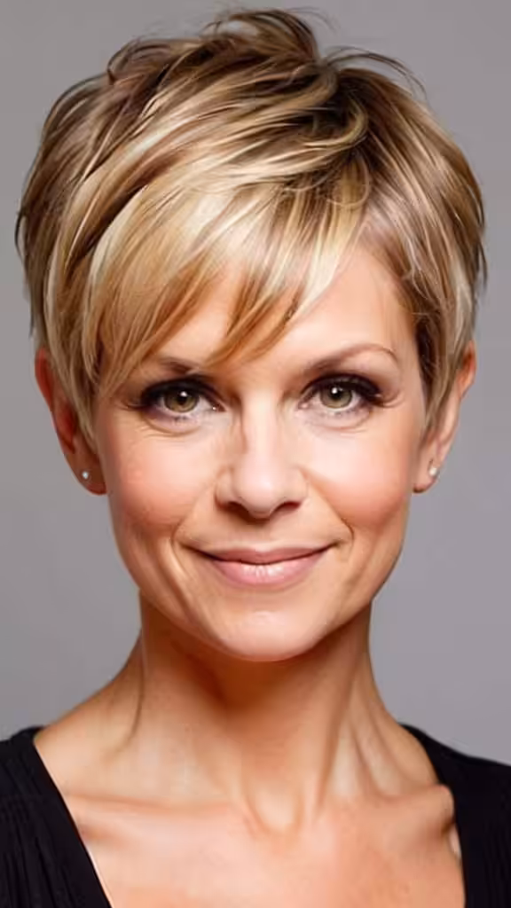 Pixie with Extra Long Bangs