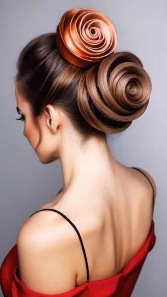 Rose Bun with Long Curls Hairstyle