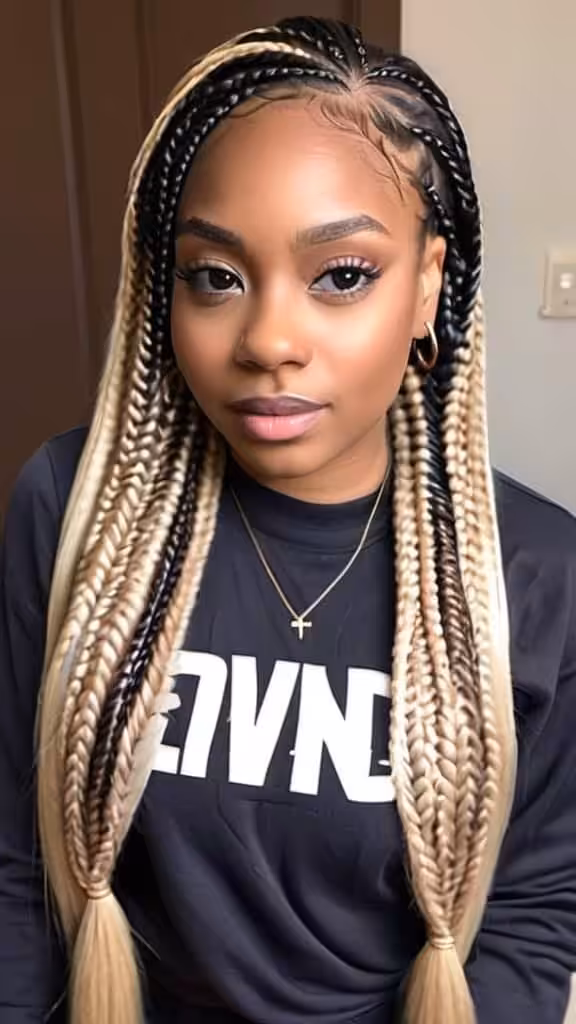 Side Parted Box Braids