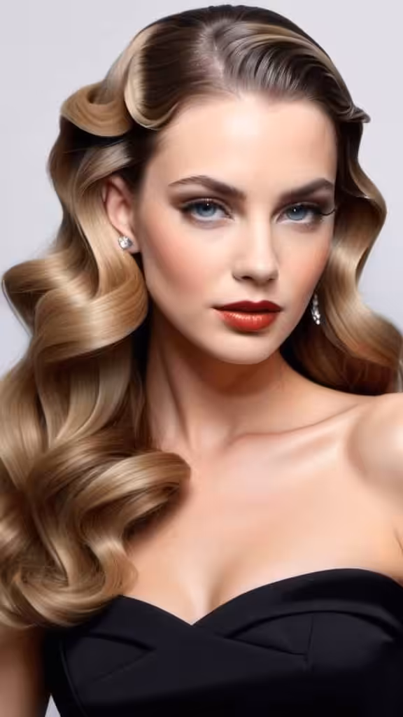 Slicked Back Glam Hollywood Waves