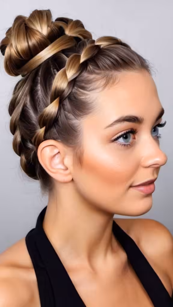 Top Knot Double Dutch Braid