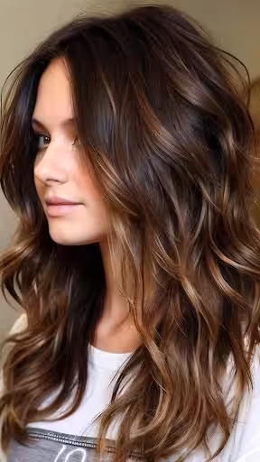 Long Chopped Layers On Wavy Hair