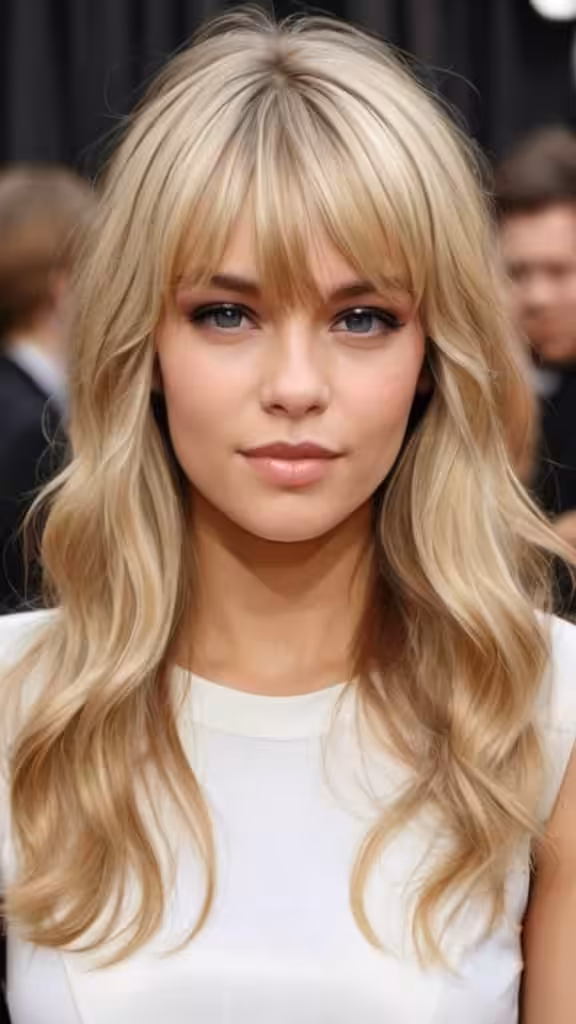 Blonde Waves With Wispy Bangs