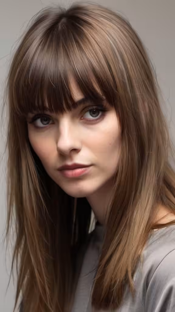 Blunt Bangs with Long Layers