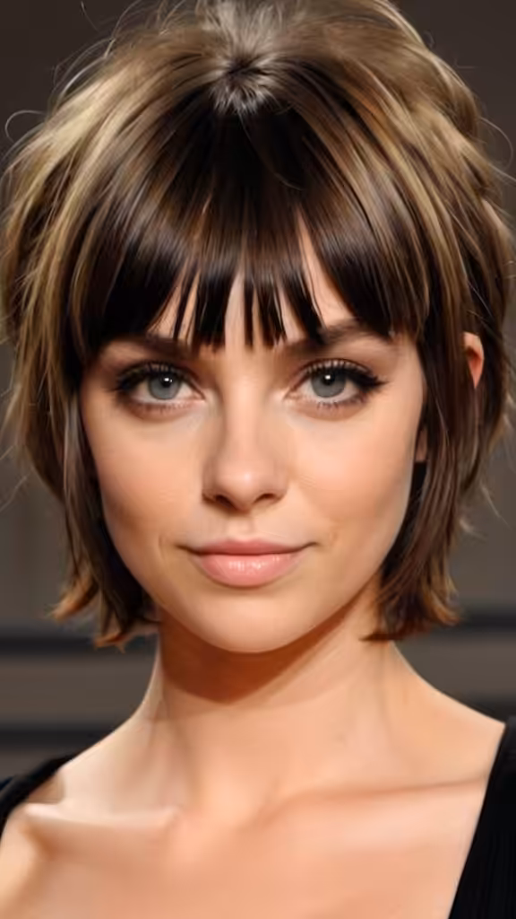 Blunt Shag with Baby Bangs