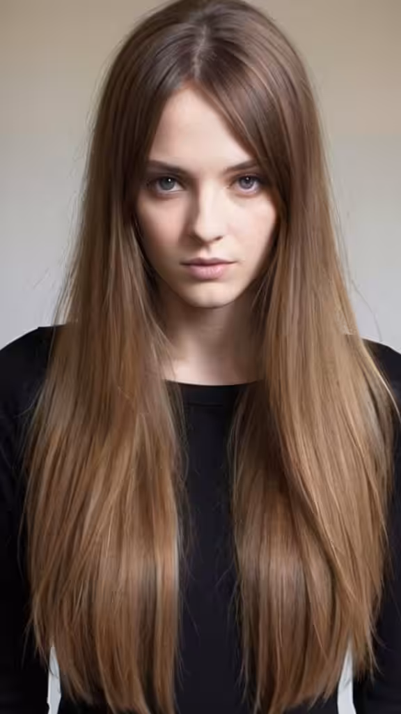 Bottleneck Fringe on Long Hair