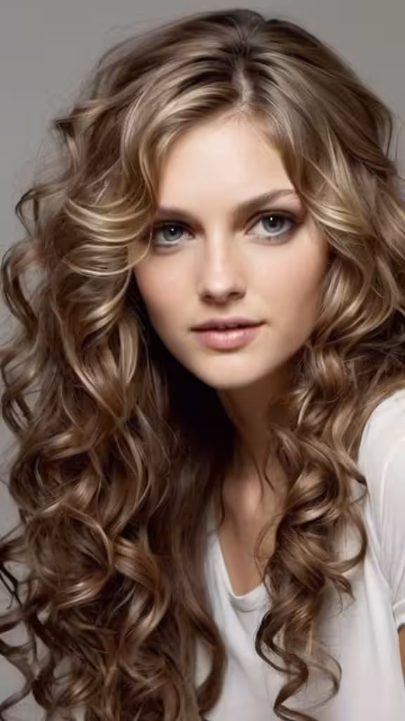 Center Parted Long Curly Layers