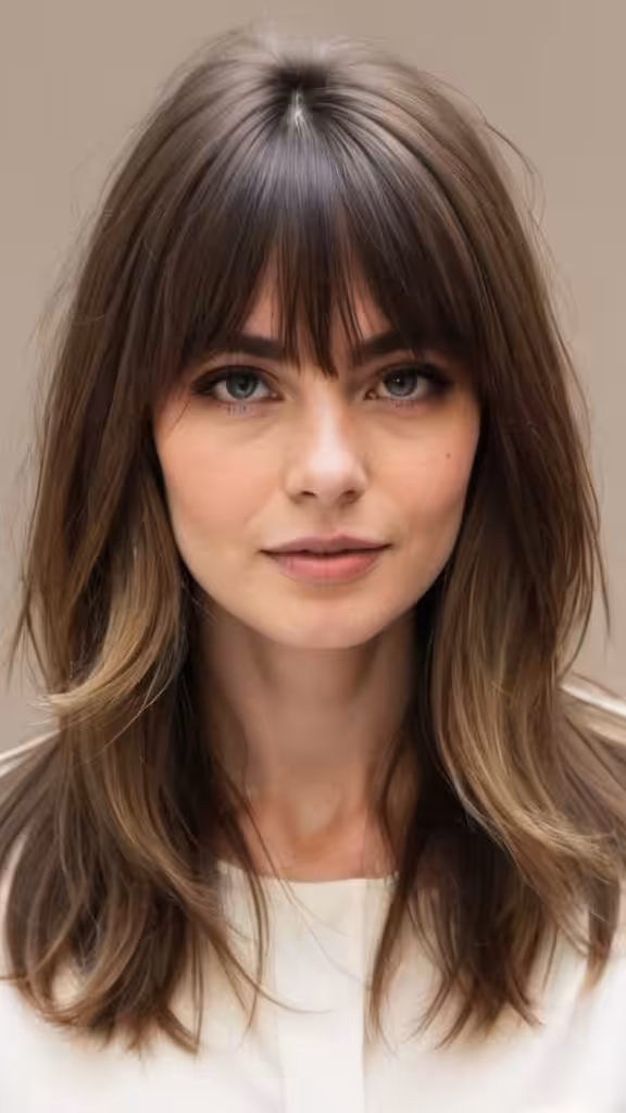 Classic Layered Haircut with Curtain Bangs Long Layered Haircuts