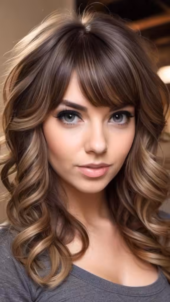 Curled Ends With Side-Swept Bangs