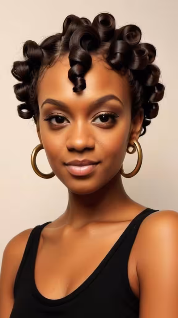 Curls with Side Bantu Knot