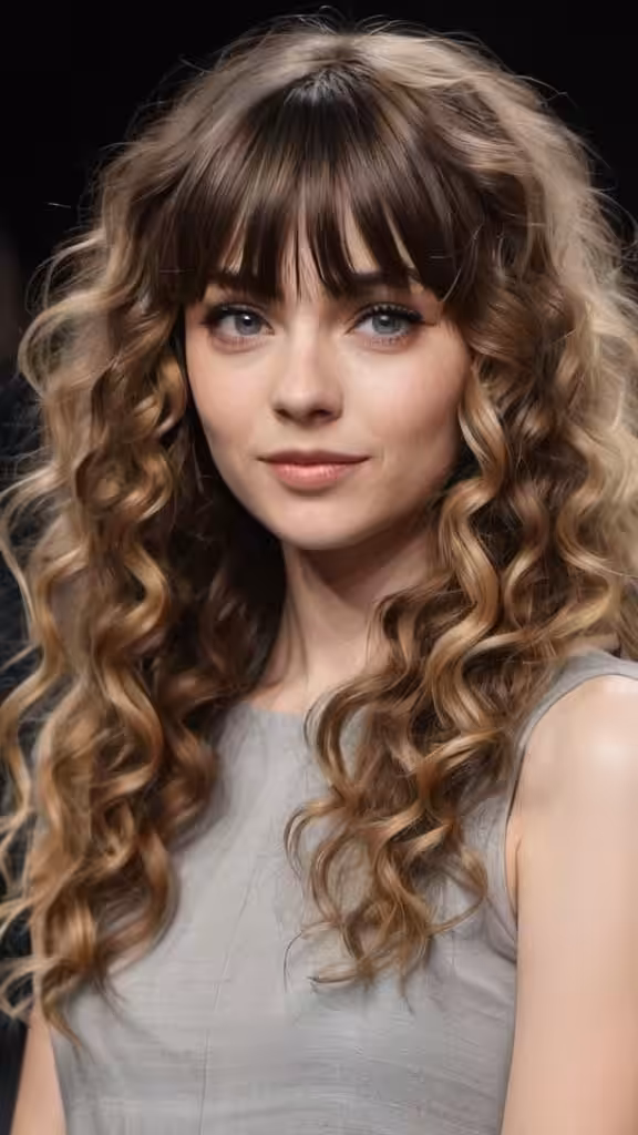 Curly Layering with Bangs