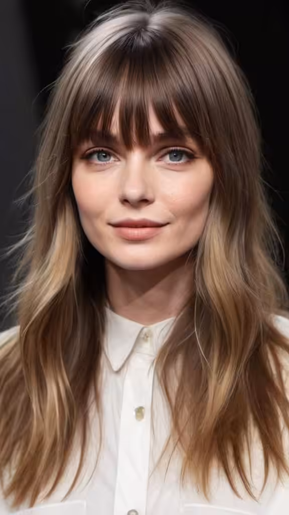 Face-Framing Layers with Curtain Bangs
