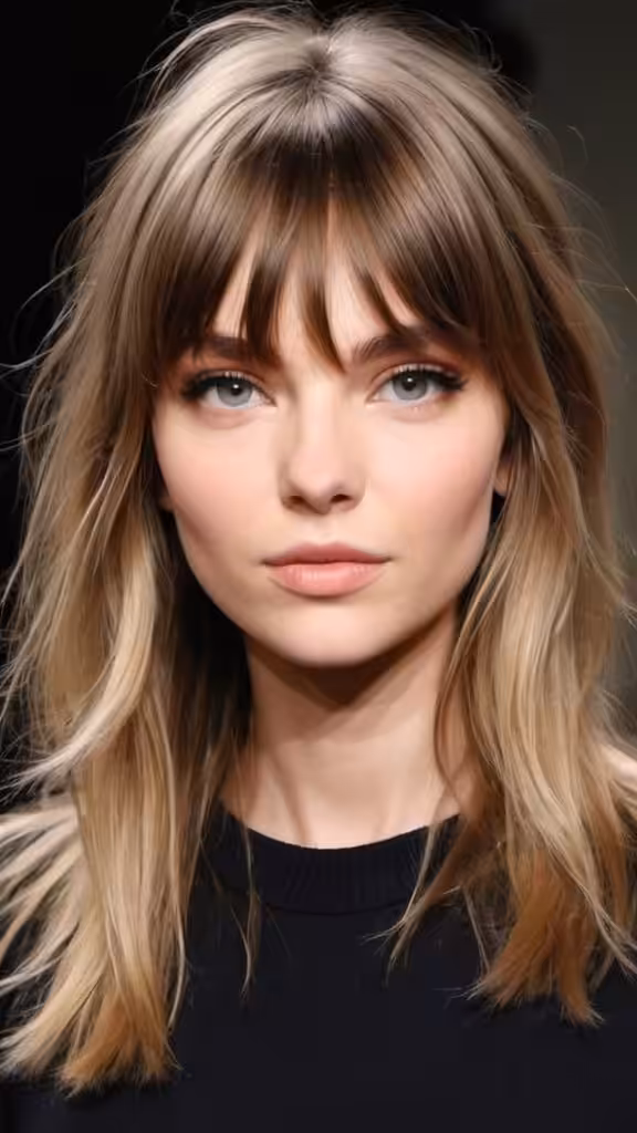 Face-Framing Layers with Wispy Bangs Long Layered Haircuts