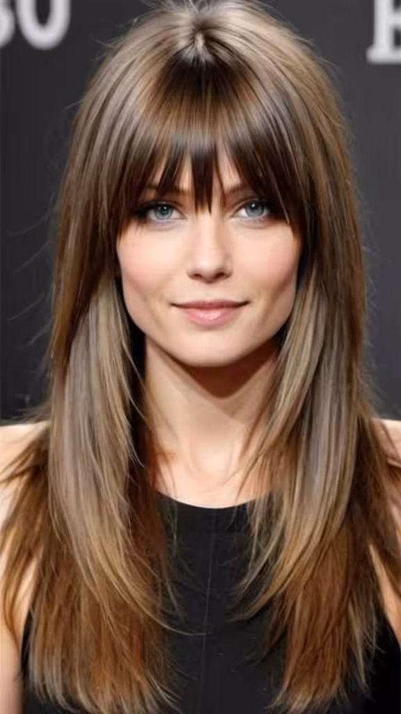 Feathered Layers with Long Bangs