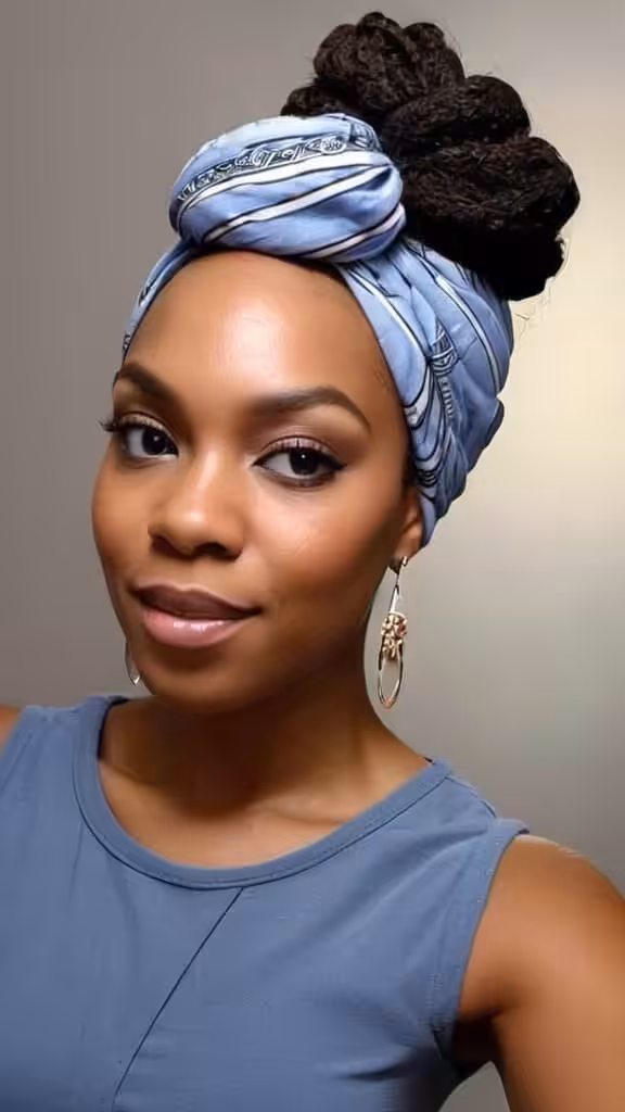 Headwrap Hairstyles for Long Natural Hair