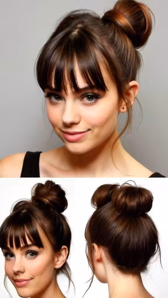 High Bun with Bangs
