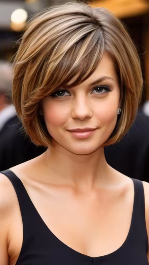 Layered Bob with Side Parted Bangs