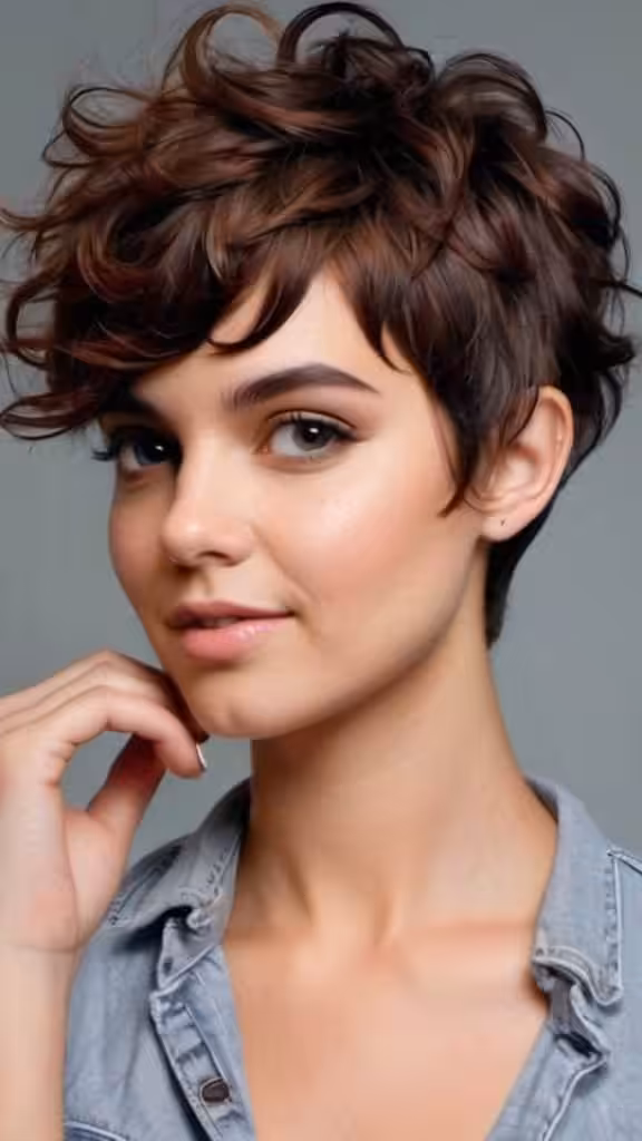 Layered Curly Pixie Cut