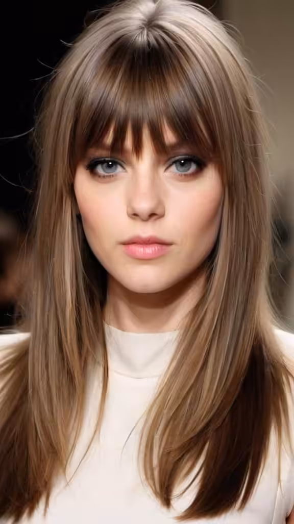 Long Hair with Arched Bangs Long Layered Haircuts