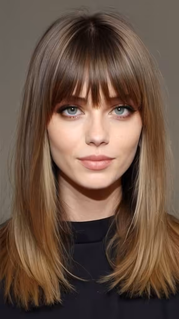 Long Haircut with Curtain Bangs