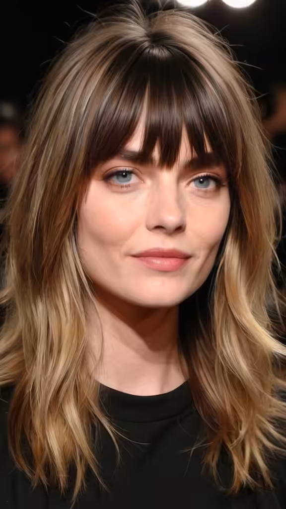 Long Layers with Curtain Bangs