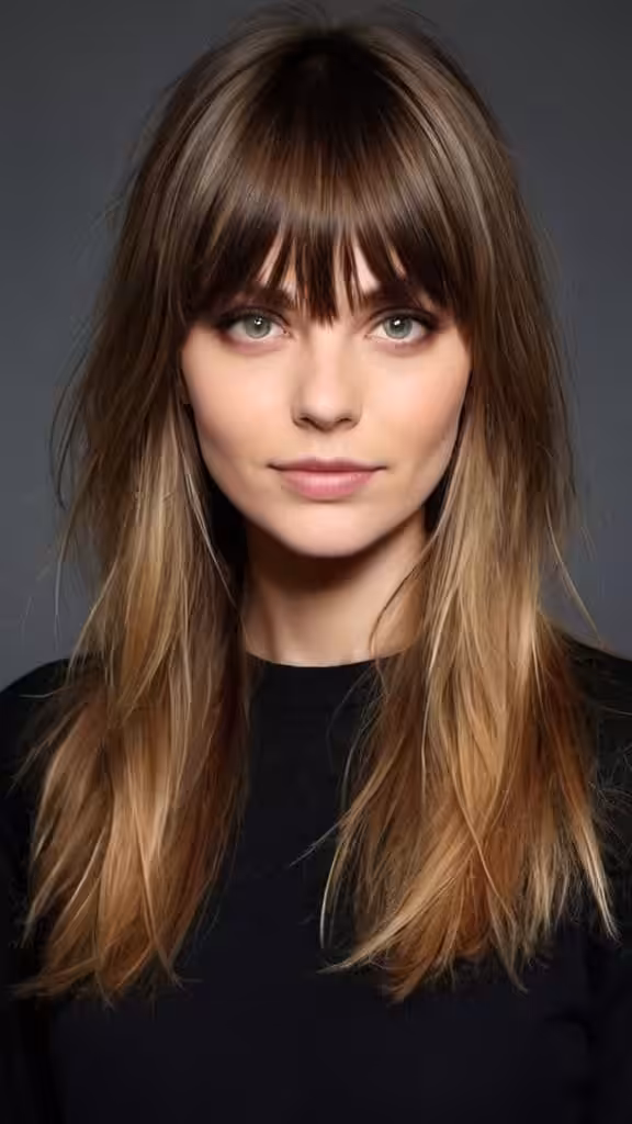Long Layers with Face-Framing Bangs
